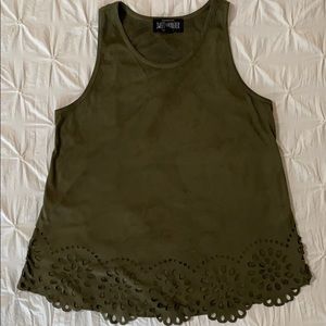 Olive green suede-like tank